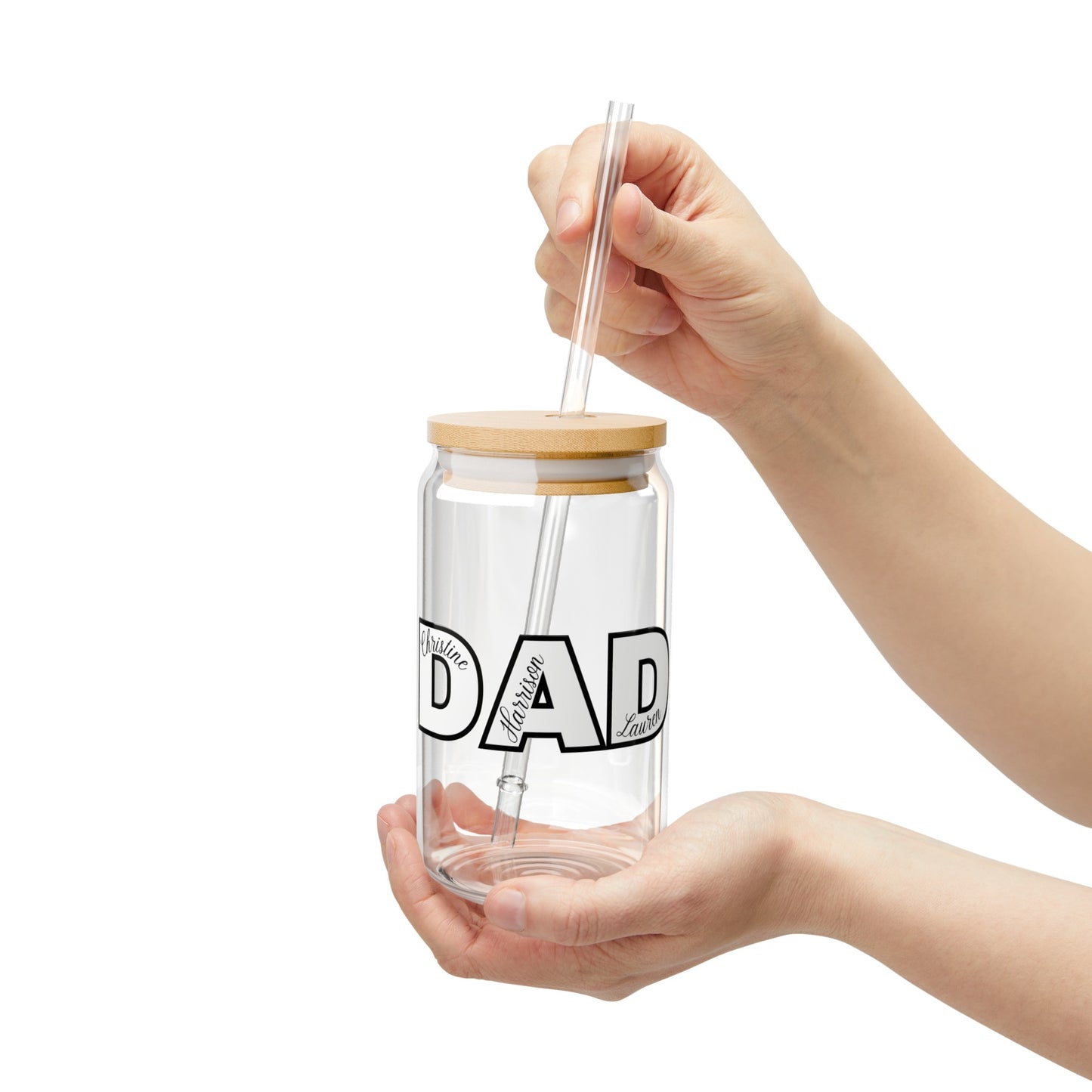 Custom DAD w/ Kids Name Glass Tumbler - 16 oz