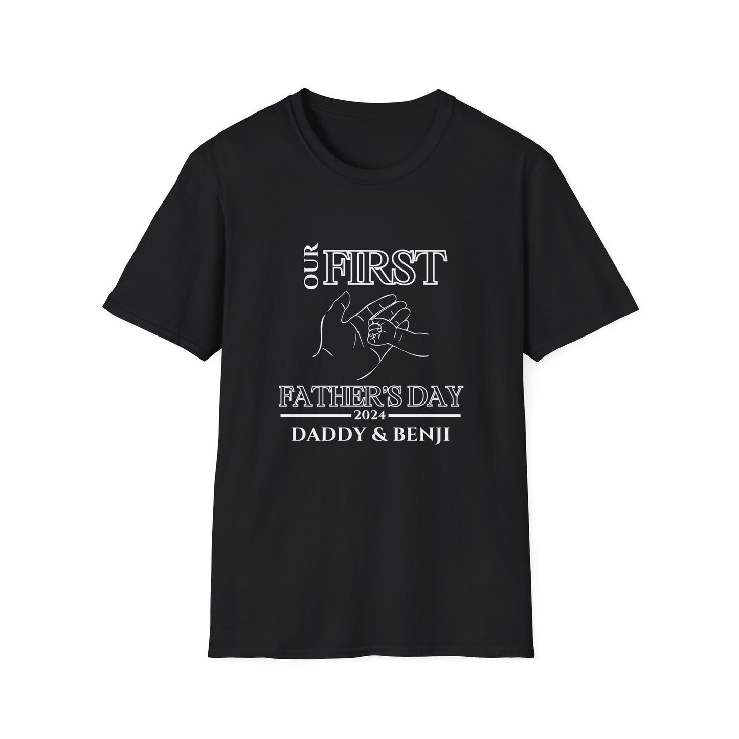 Custom First Father's Day Hand T-Shirt - (Black)