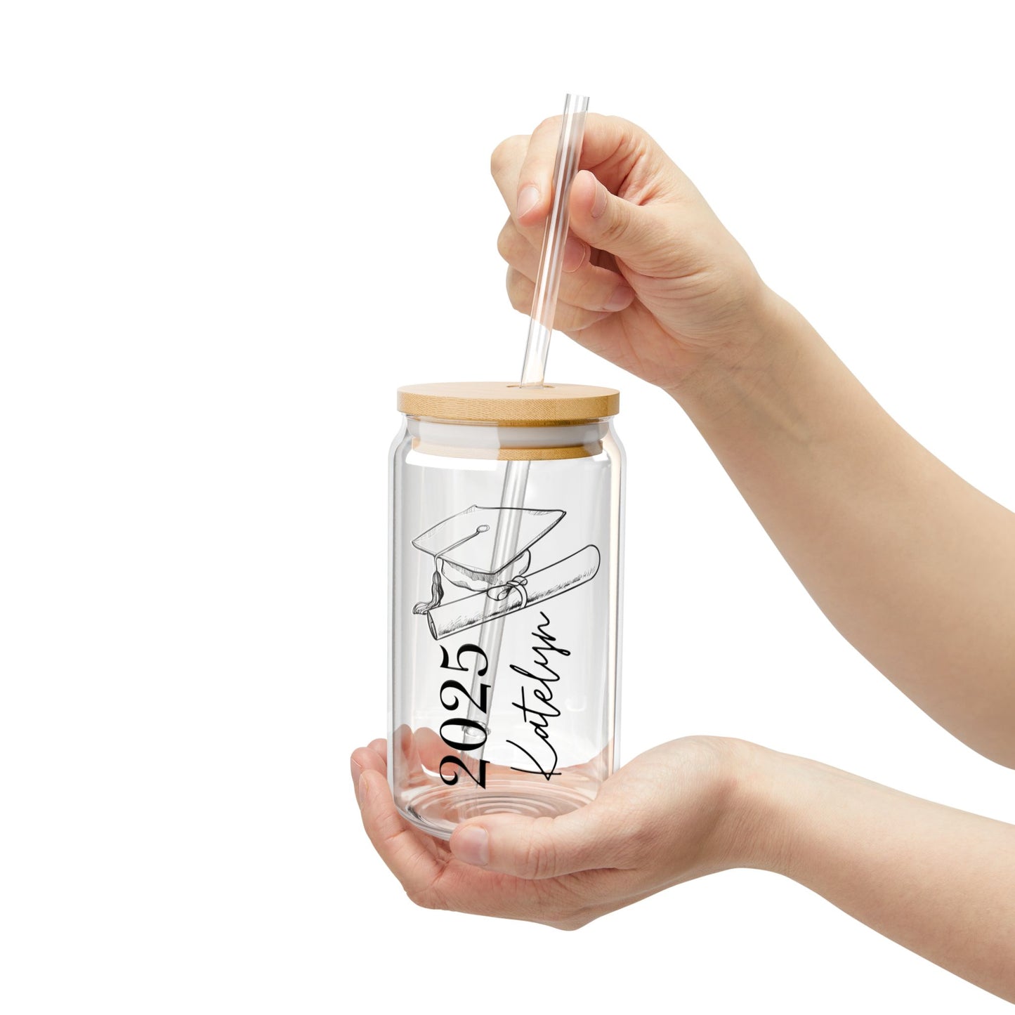 Custom Grad 2025 Glass Tumbler - 16 oz