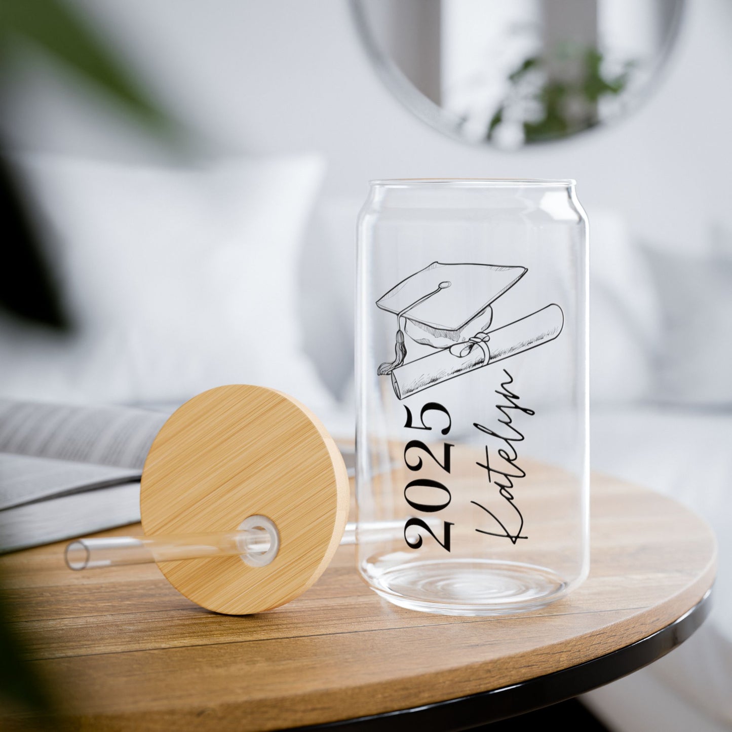 Custom Grad 2025 Glass Tumbler - 16 oz