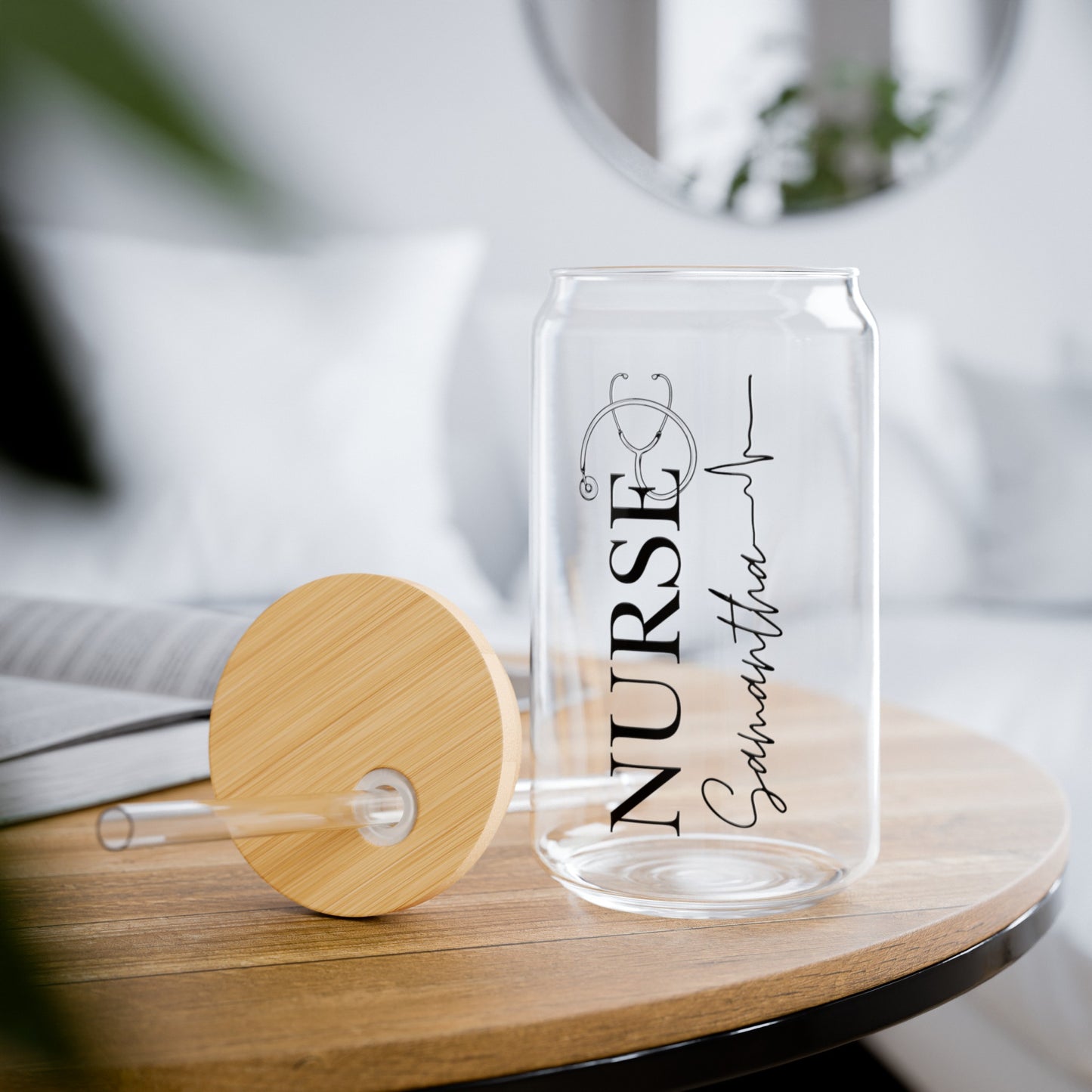 Custom Nurse Glass Tumbler - 16 oz (Stethoscope)