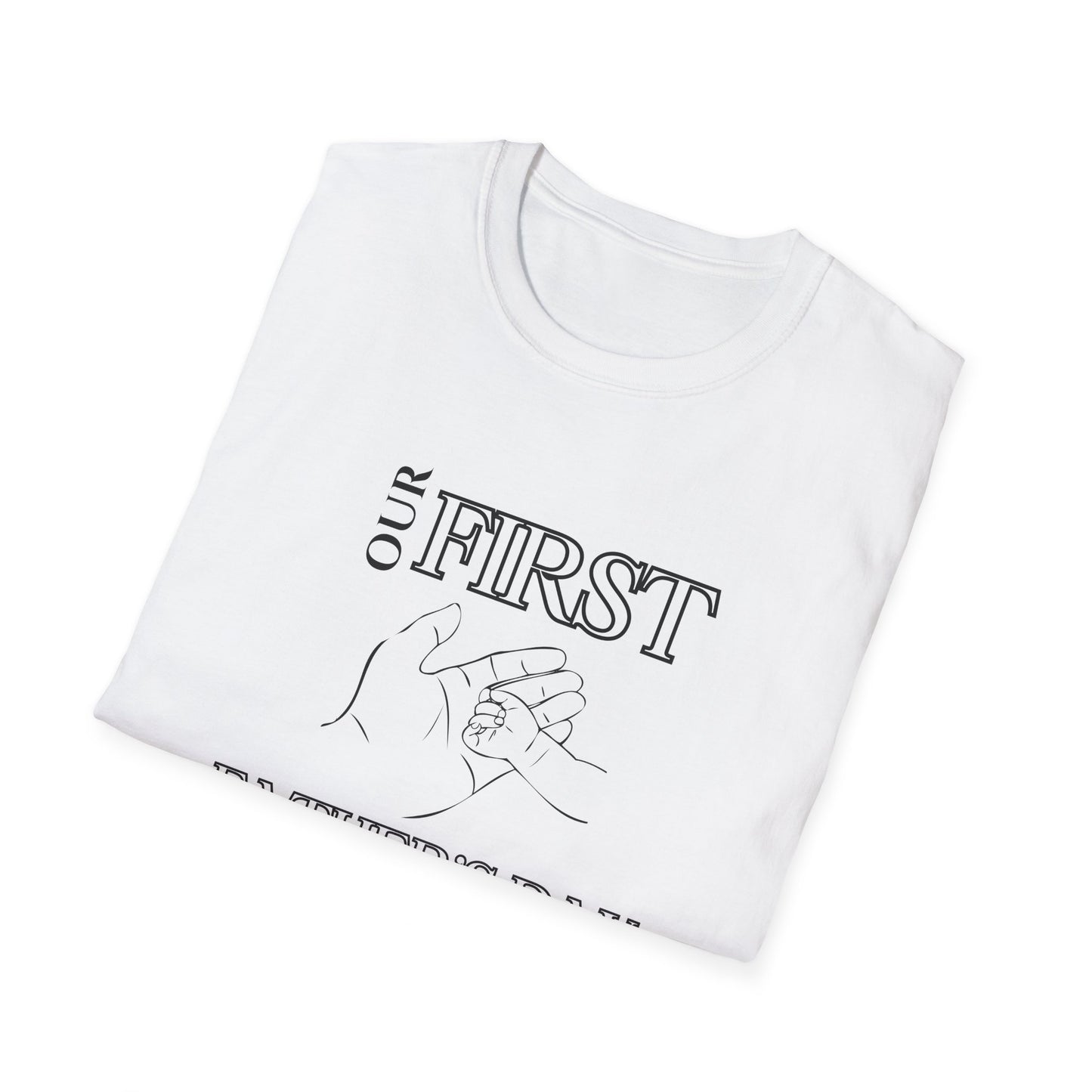 Custom First Father's Day Hand T-Shirt - (White and Grey)