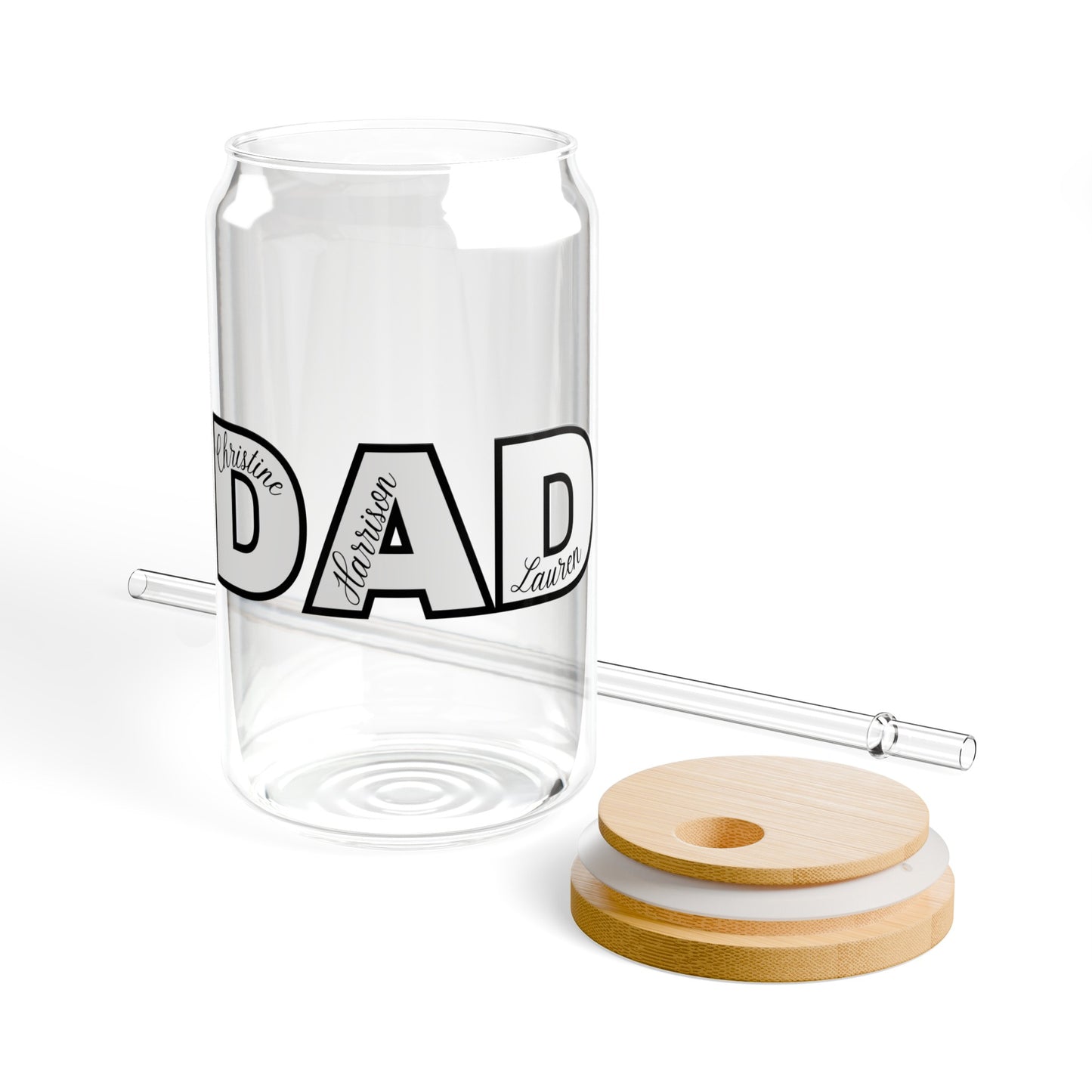 Custom DAD w/ Kids Name Glass Tumbler - 16 oz