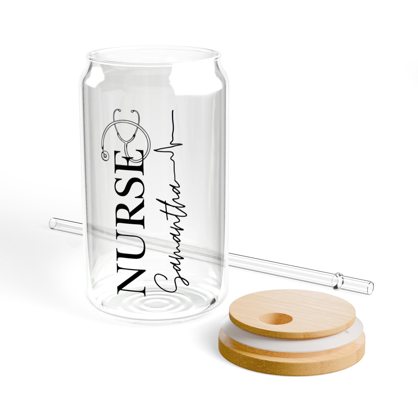 Custom Nurse Glass Tumbler - 16 oz (Stethoscope)