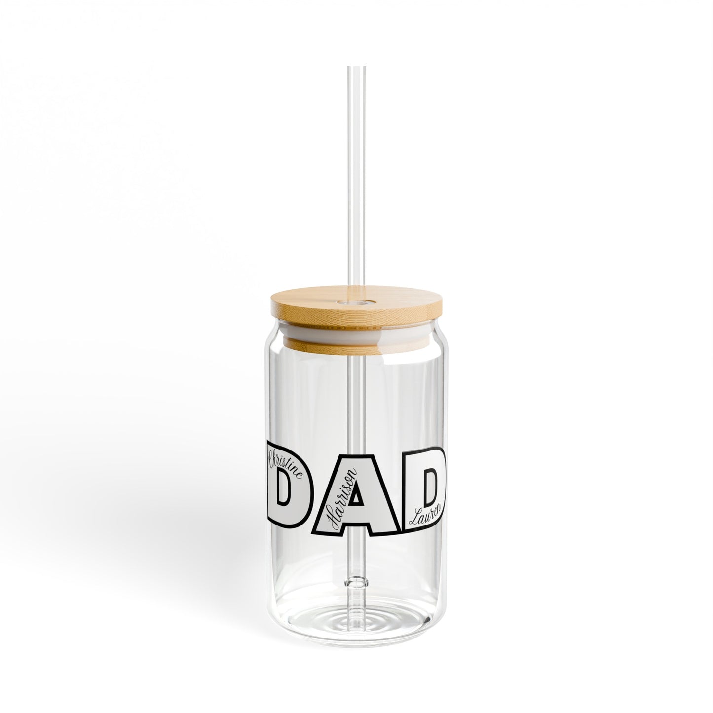 Custom DAD w/ Kids Name Glass Tumbler - 16 oz