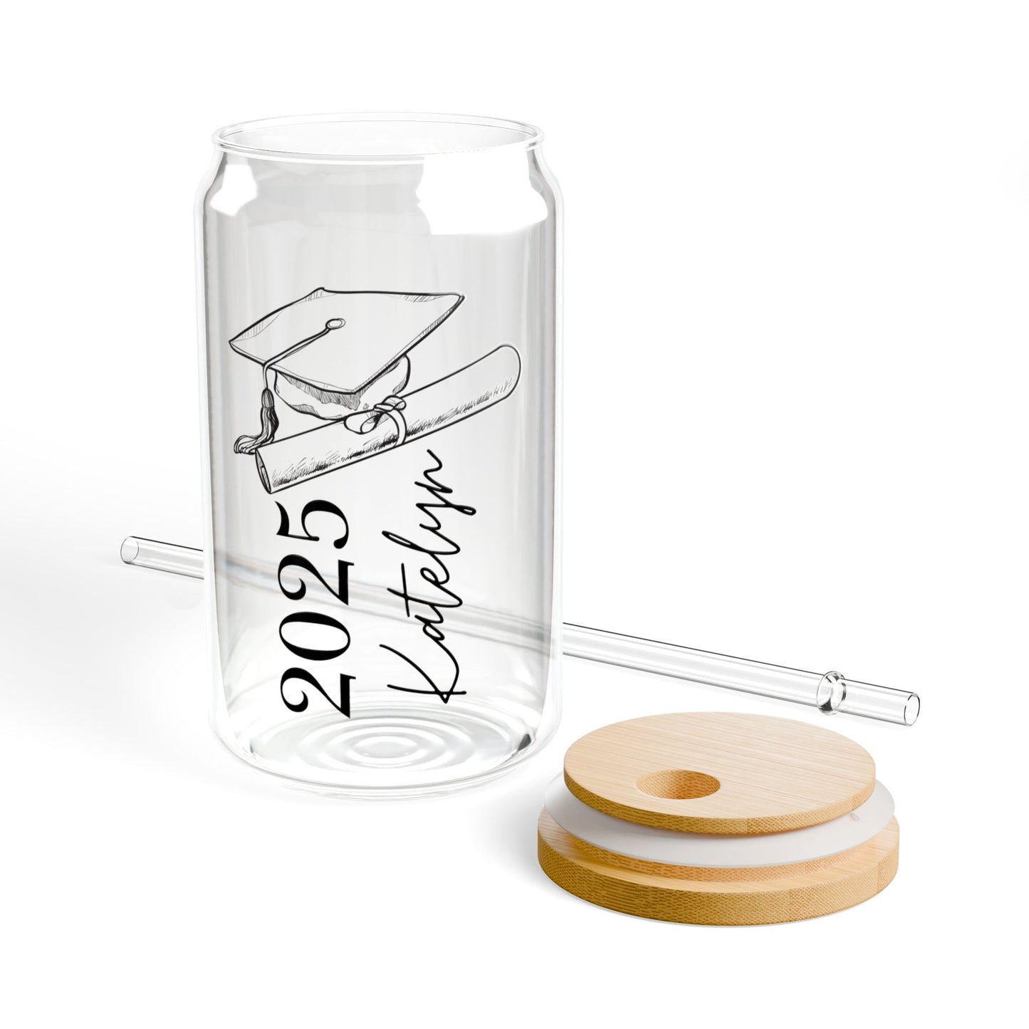 Custom Grad 2025 Glass Tumbler - 16 oz