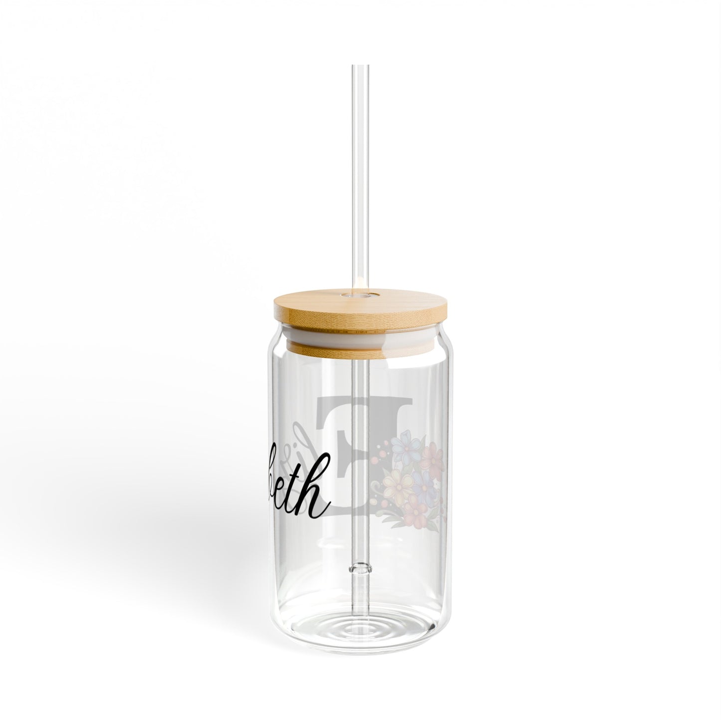 Custom Monogram Floral Glass Tumbler #1 - 16 oz