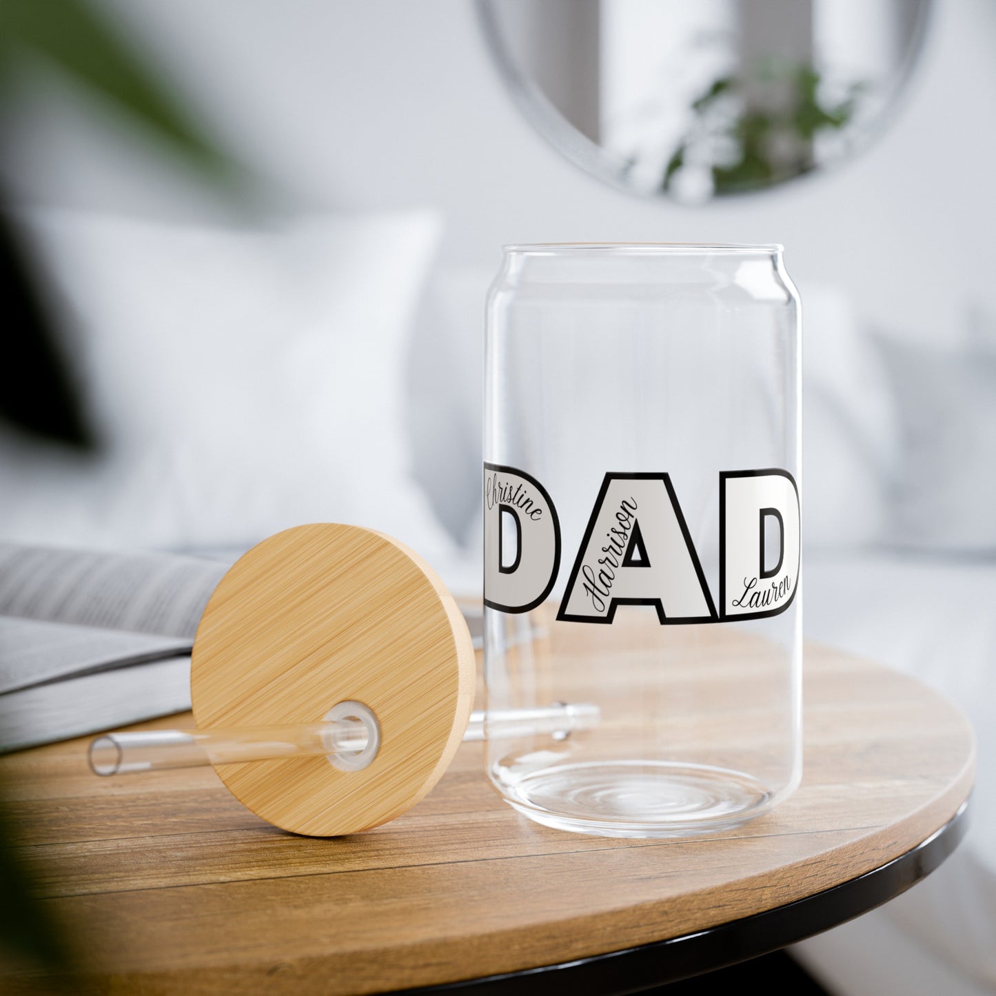 Custom DAD w/ Kids Name Glass Tumbler - 16 oz