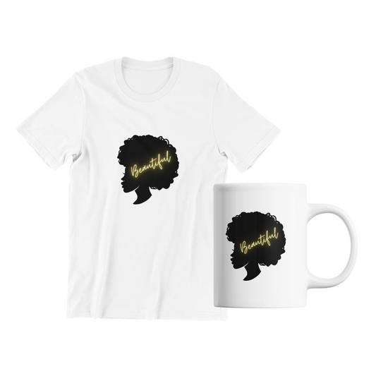 Beautiful Afro Girl T-Shirt and Mug Set